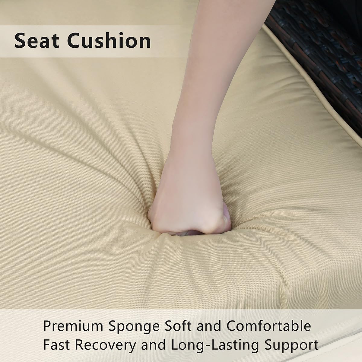 ATR ART TO REAL Outdoor Recliner Replacement Cushion, High Back Chair Cushions Patio Wicker Reclinning Chairs Seat Pad, Removable Cover, Waterproof, UV Resistant (Khaki)