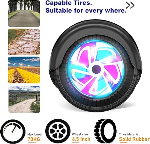 Miniatura 4 de UNI-SUN Self Balancing Scooter for Kids, 6.5" Two Wheels Scooter with Bluetooth and Lights for Girls Boys Kids Adults Negro