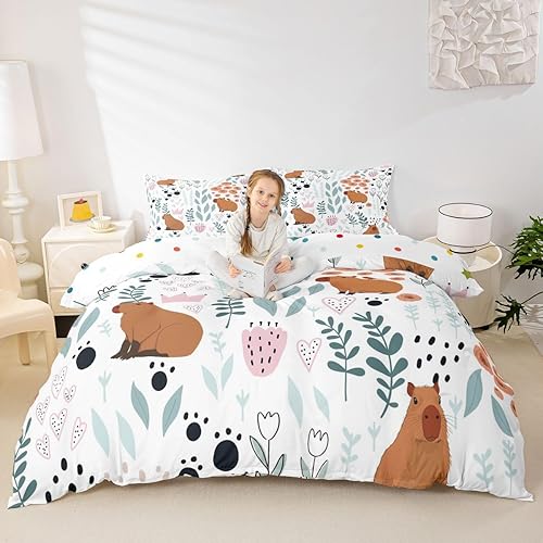 Vista 174 de Erosebridal Funda de edredón de zorro kawaii, juego de ropa de cama de zorro de dibujos animados, funda de edredón con 2 fundas de almohada para Fox