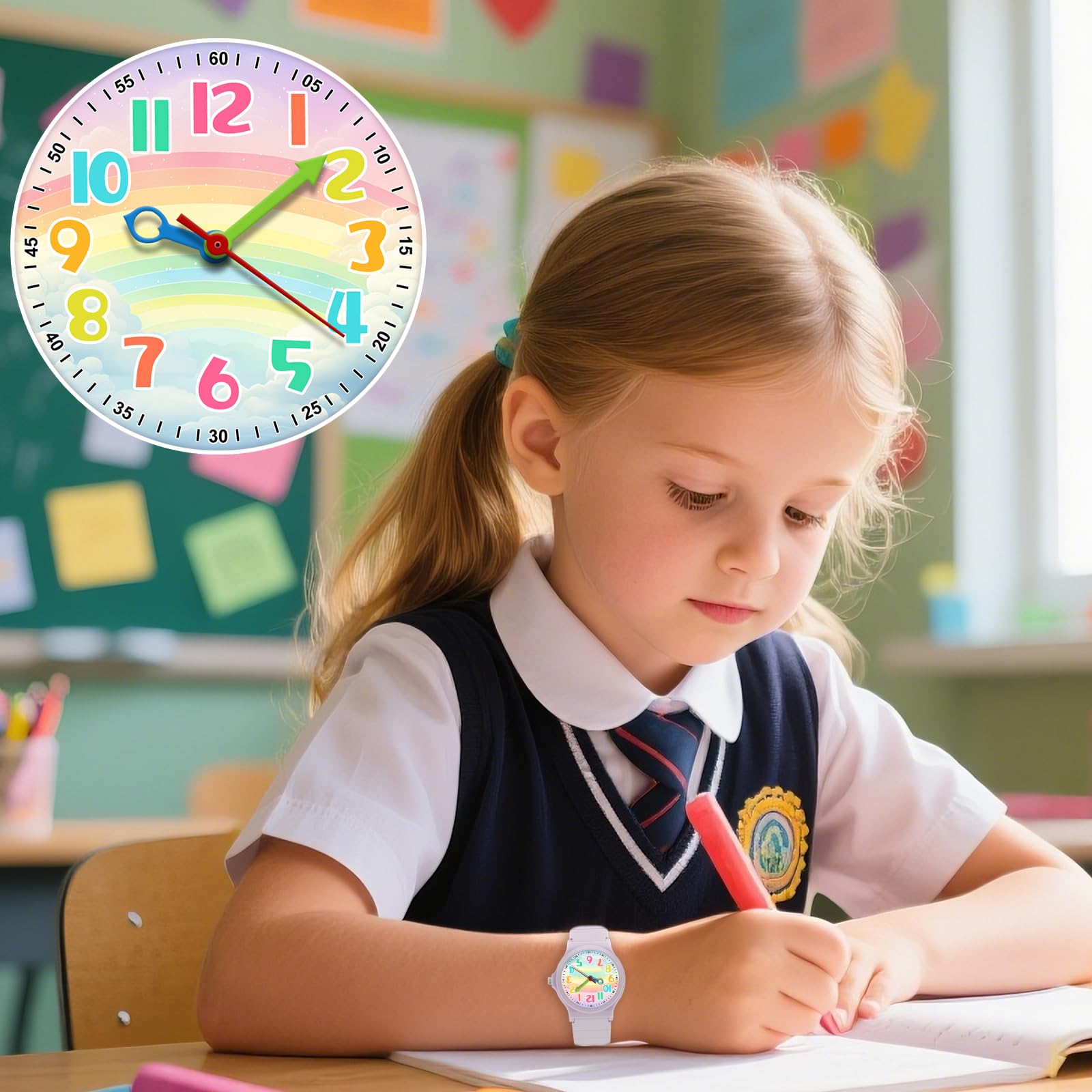 Reloj Analógico para Niños Sumergible 30M Correa TPU Suave Cronógrafo Deportivo 4-12 Años