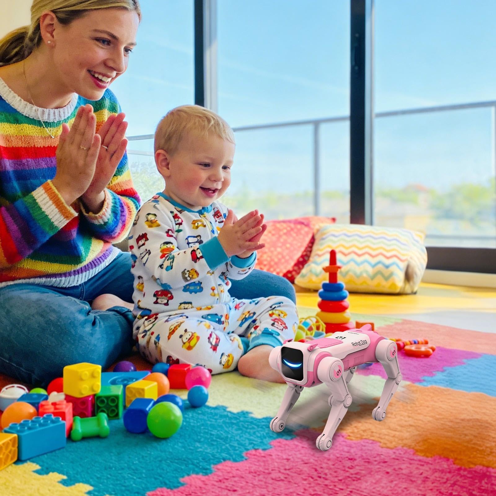 Generico Perro robótico | Control remoto 2.4 GHz con activación por voz, perros robots domésticos interactivos IA – Para niños y niñas juego aprendizaje educación para interiores habitación de niños
