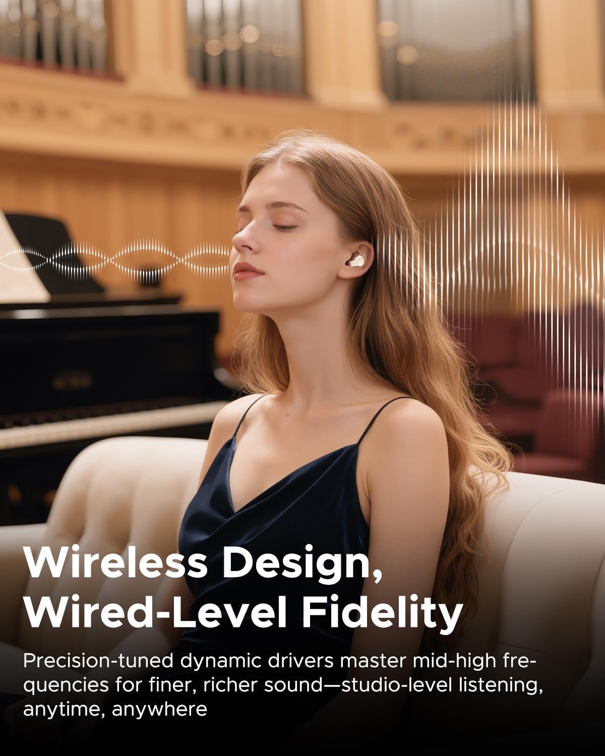 SoundPEATS H3 earbuds inside their charging case, with the lid open.