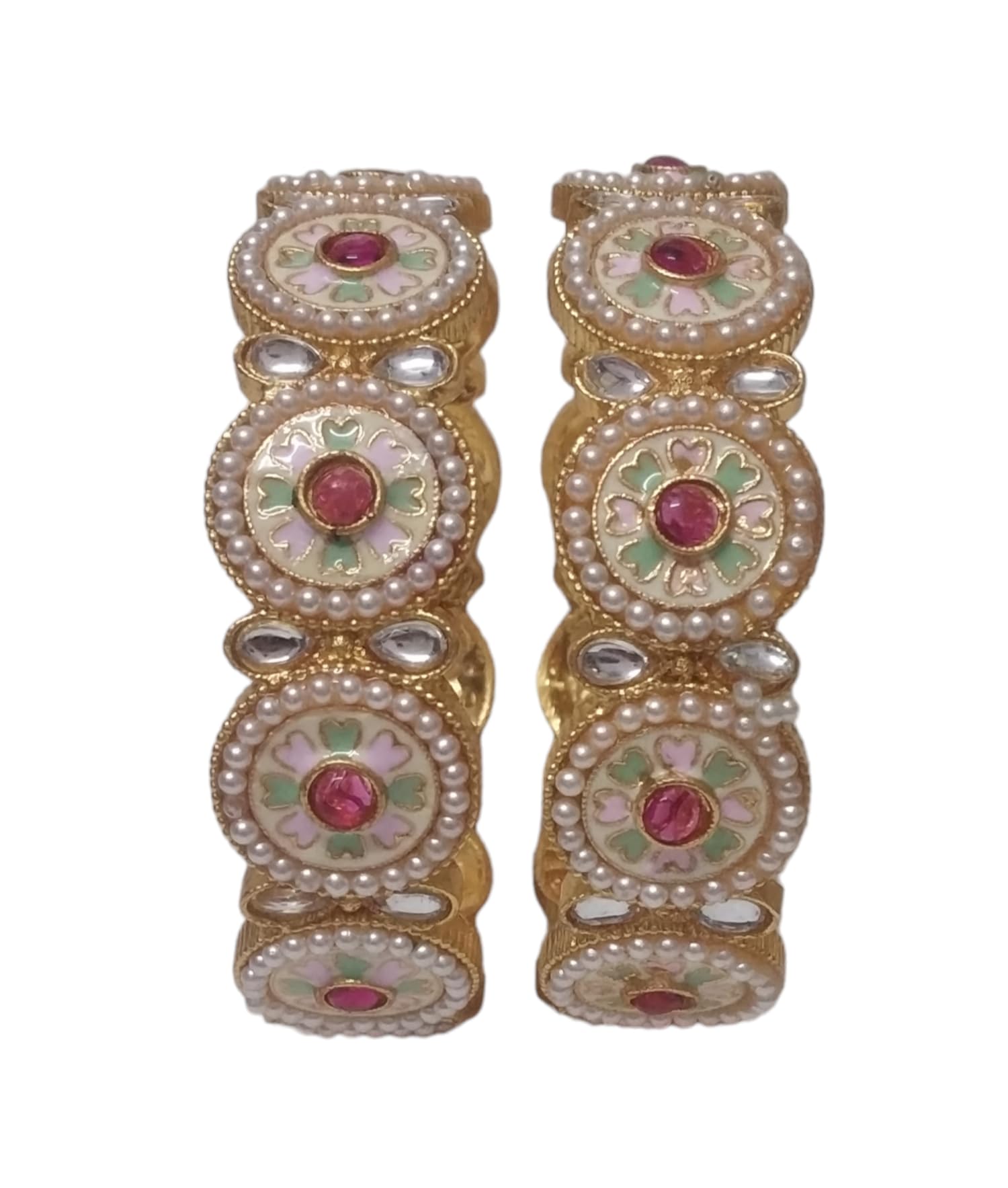 Santosh Enterprise Jewellery for women Traditional Gold Plated Moti Kundan and Ruby stone Multicolor Meenakari Bangles for Women and Girls.(Set of 2 piece) (2.4) (B0D1KNTKN5) Amazon Price History, Amazon Price Tracker