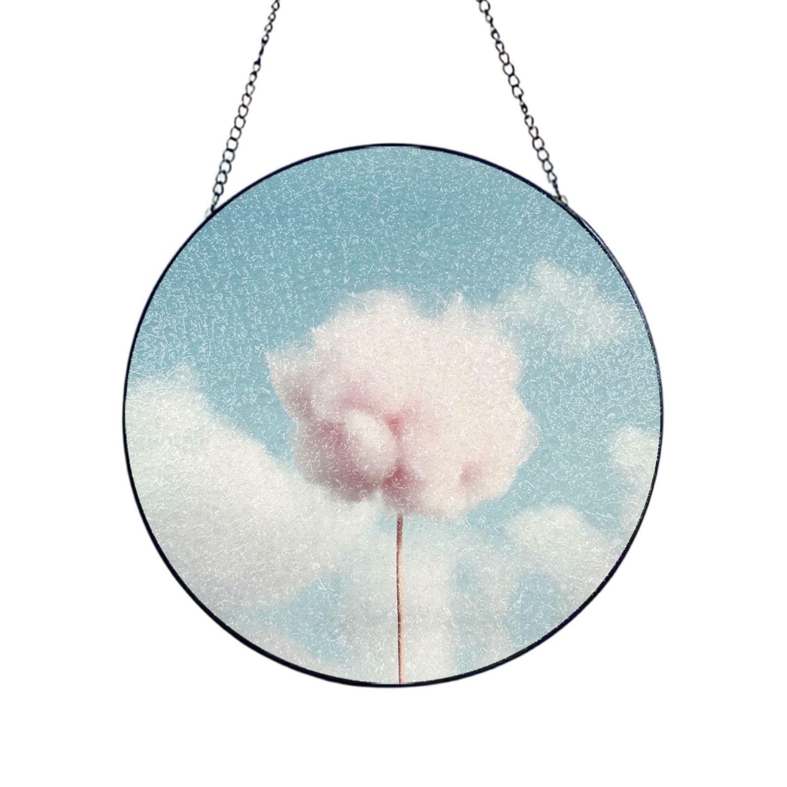 Phayah Candyfloss Print Stained Glass Window Hanging Sun Catchers Decoration Mother'S Day Birthday Gifts For Home Garden Porch 8in（20cm）
