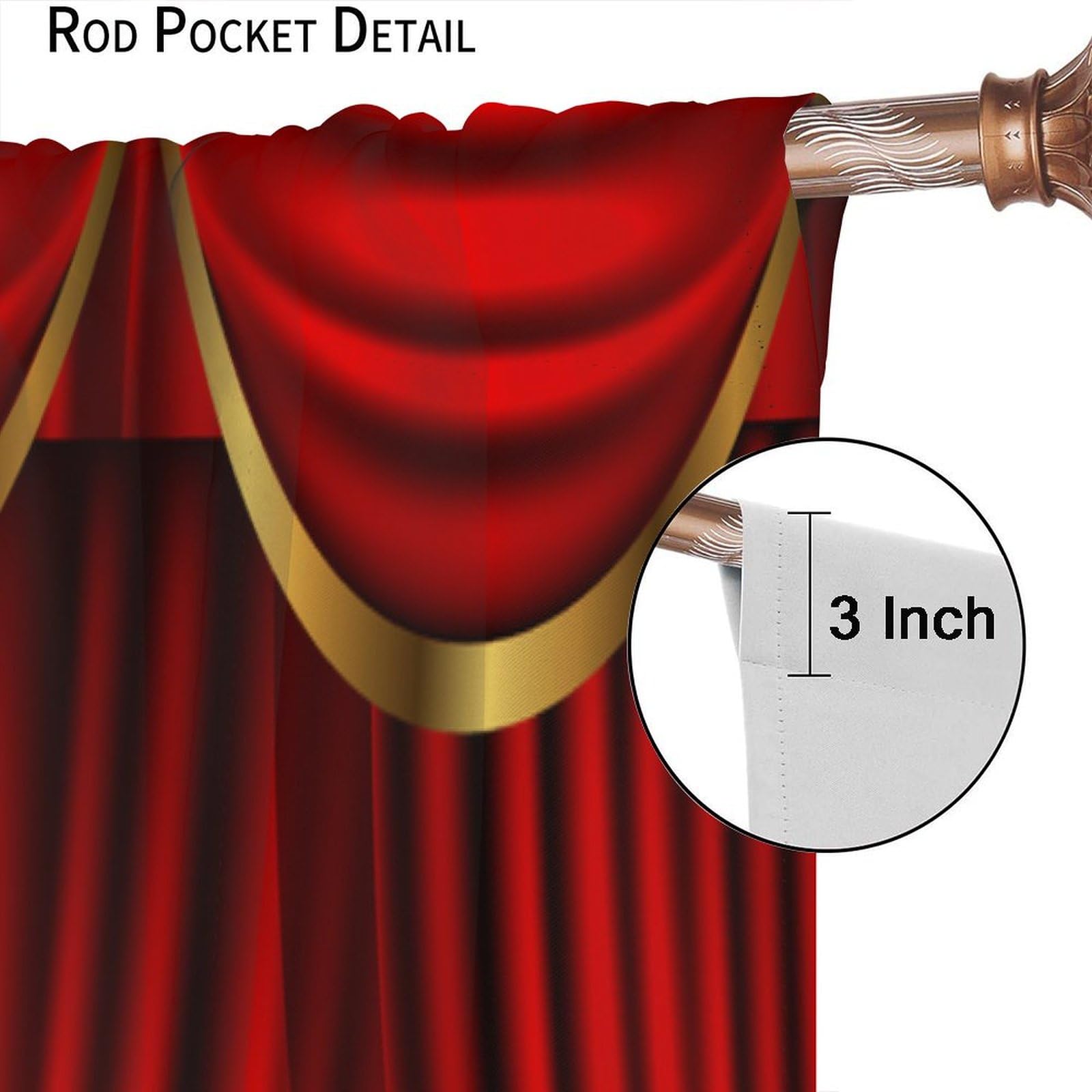 Cortinas rojas para ventana de teatro, espectáculo retro, espectáculo, concierto, película, cortinas para dormitorio, sala de estar, decoración del hogar, 52 x 84 pulgadas