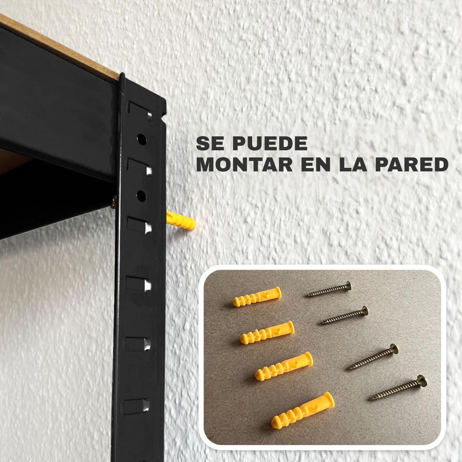 KARAT Estantería para cargas pesadas, juego de 2 unidades, 180 x 90 x 40 cm, 5 estantes ajustables, color negro