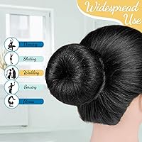 Vista 7 de Fandamei Redes para el cabello, juego de alfileres en forma de U - 20 redes de malla elástica invisibles, 40 alfileres para hacer moños para Negro
