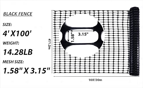 Miniatura 10 de Valla de seguridad de malla de plástico, rollo de 4 x 100 pies con 100 bridas, red temporal reutilizable para cercado de jardín, construcción, valla