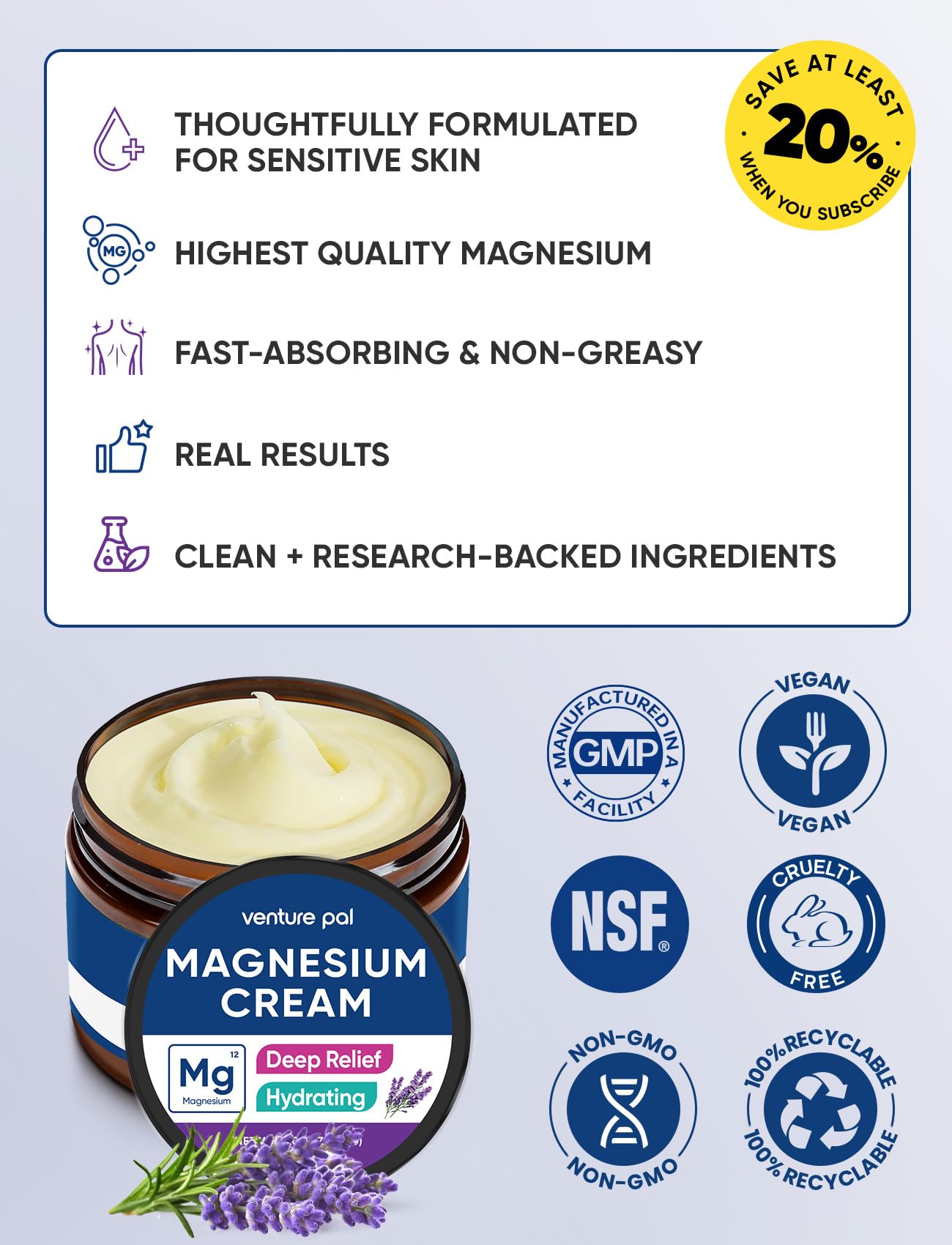 Venture Pal Topical Magnesium Cream, Highly Concentrated Magnesium Lotion — Amazon image 9