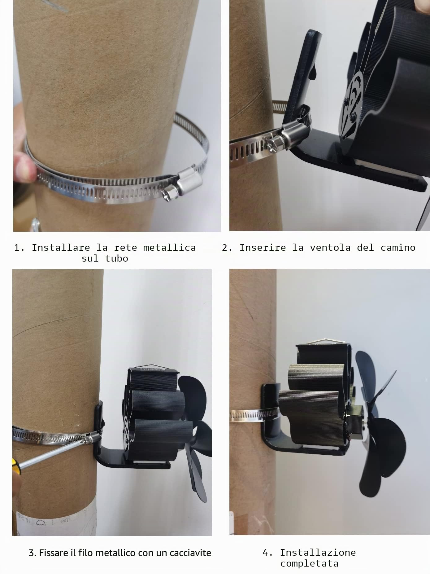 Ventilatore per Stufa a Legna,Ventola per Stufa a Legna con 6 Pale per Bruciatore di Tronchi/Stufa/Camino/Accelerare la dissipazione del calore (Pipeline sospese)
