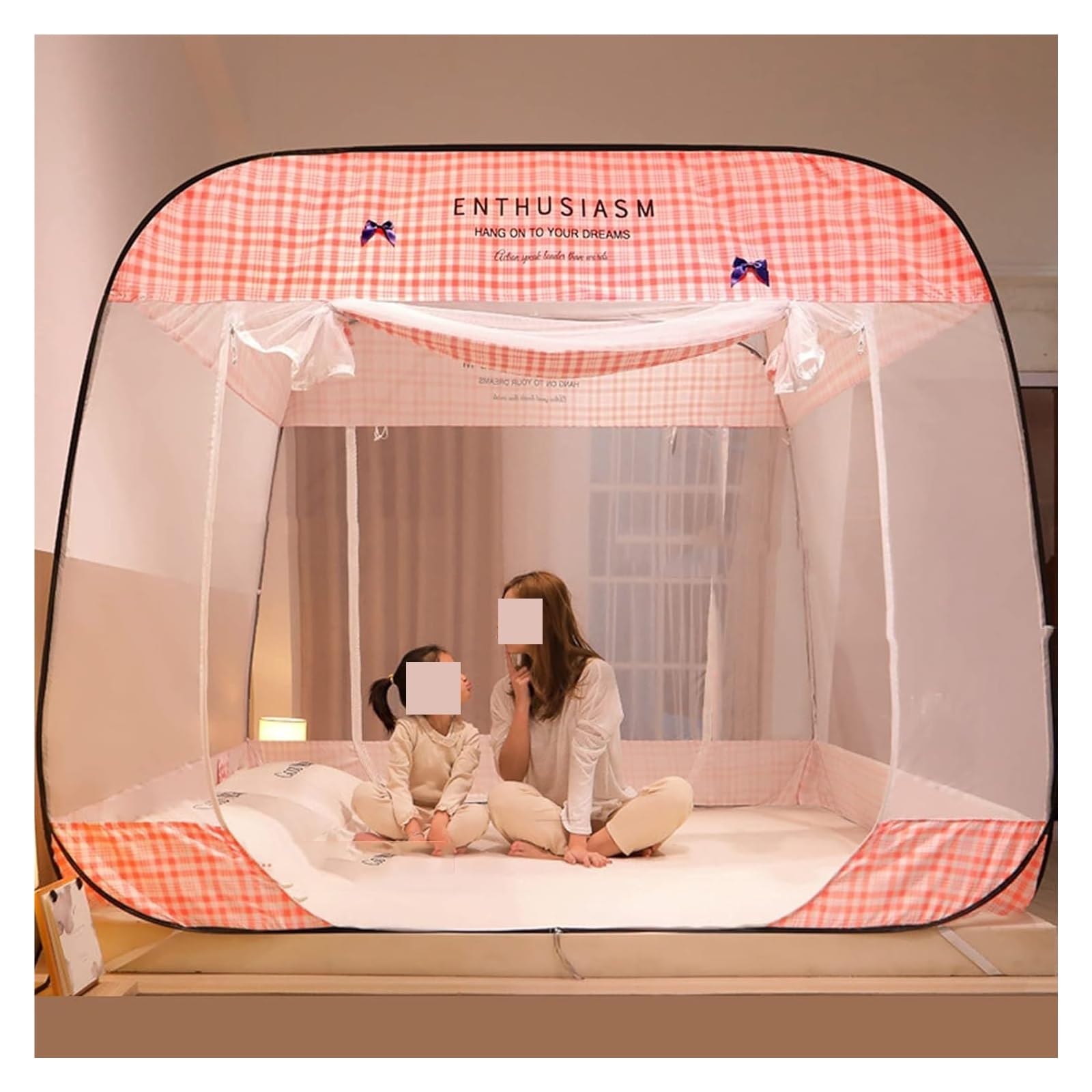 Zanzariera, copertura a rete da appendere, tenda pop up con fondo, baldacchino pieghevole per camera da letto e viaggi all'aperto, fori anti punture di zanzara