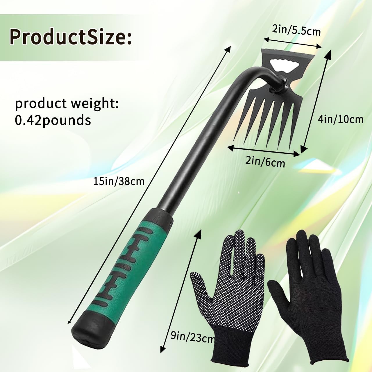 LINGYUE Weed Puller Tool - 6 Teeth Dual Purpose Weed Puller, Manganese Steel Uprooting Weeding Artifact for Yard Garden Farm (with Rubber Gloves) (3, Black) Black 3