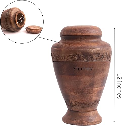 Miniatura 3 de Urna de madera bellamente grabada a mano para cenizas humanas, cremación funeraria, ataúd de entierro, recuerdo de cenizas, jarrón disperso de