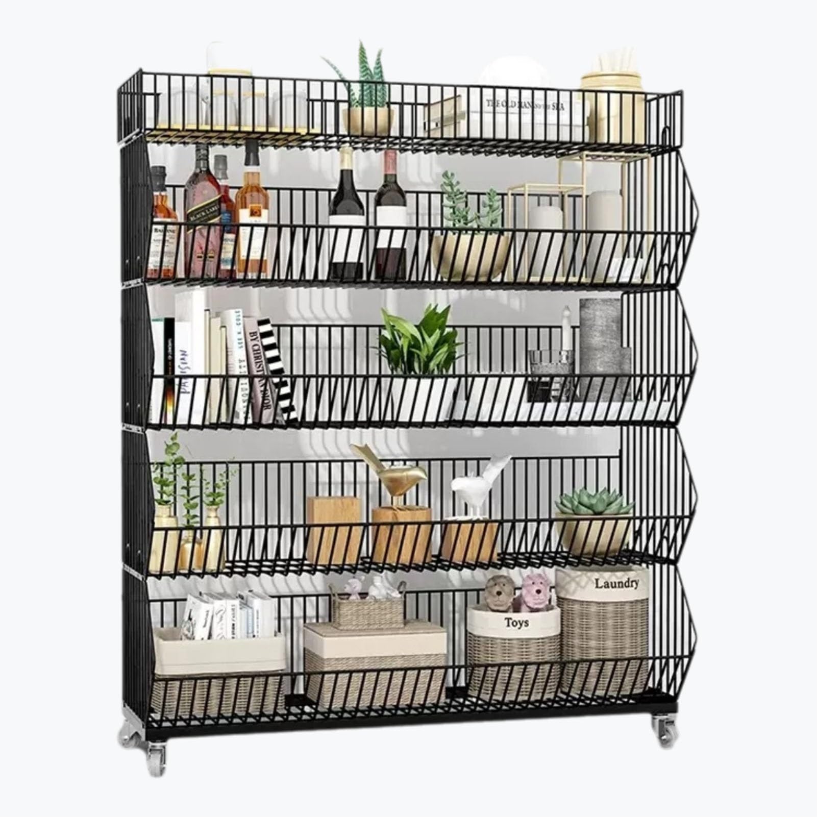 Estante de acero al carbono para venta minorista de frutas y aperitivos en bolsas