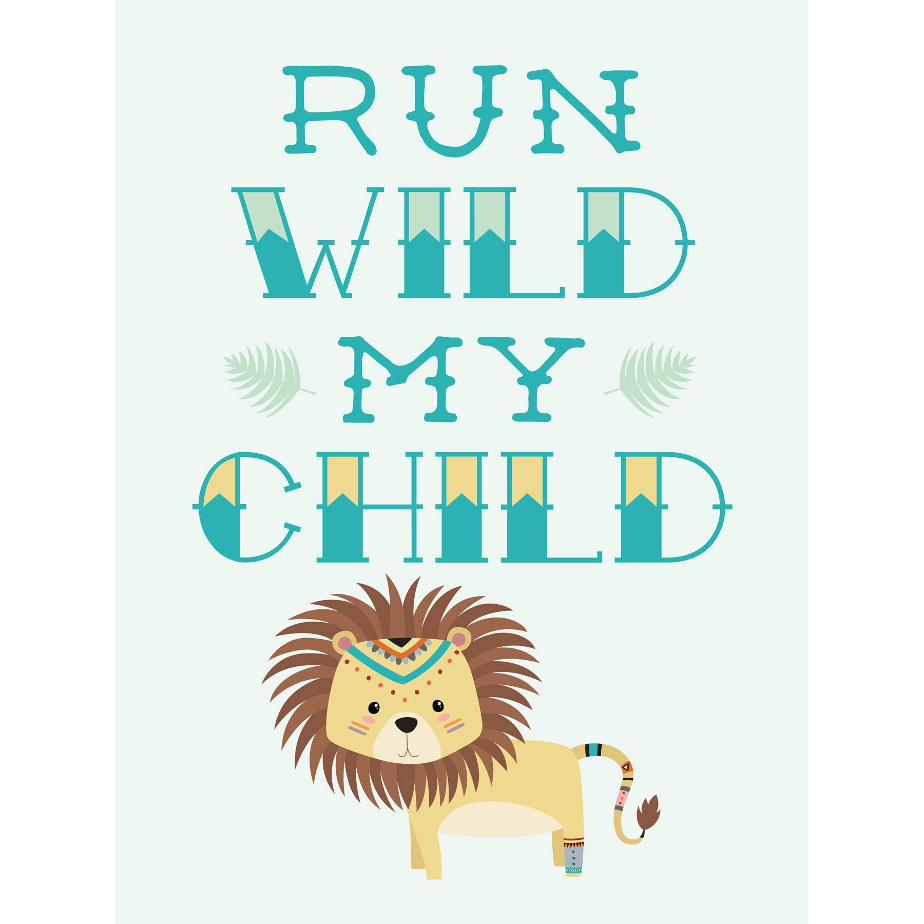 Kids Run Wild Child Lion Large Canvas Wall Art Print