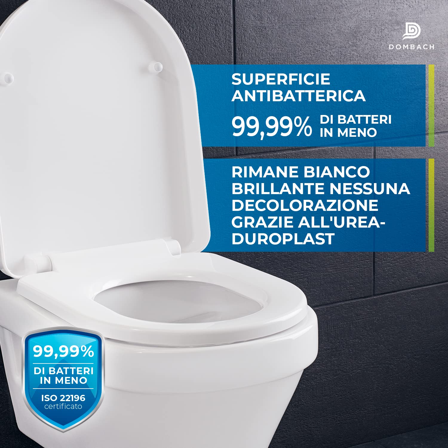 Coperchio WC di alta qualità con abbassamento automatico, rimovibile (bianco), sedile WC con abbassamento automatico, coperchio con abbassamento automatico, occhialini, sedile del water, coperchio WC,