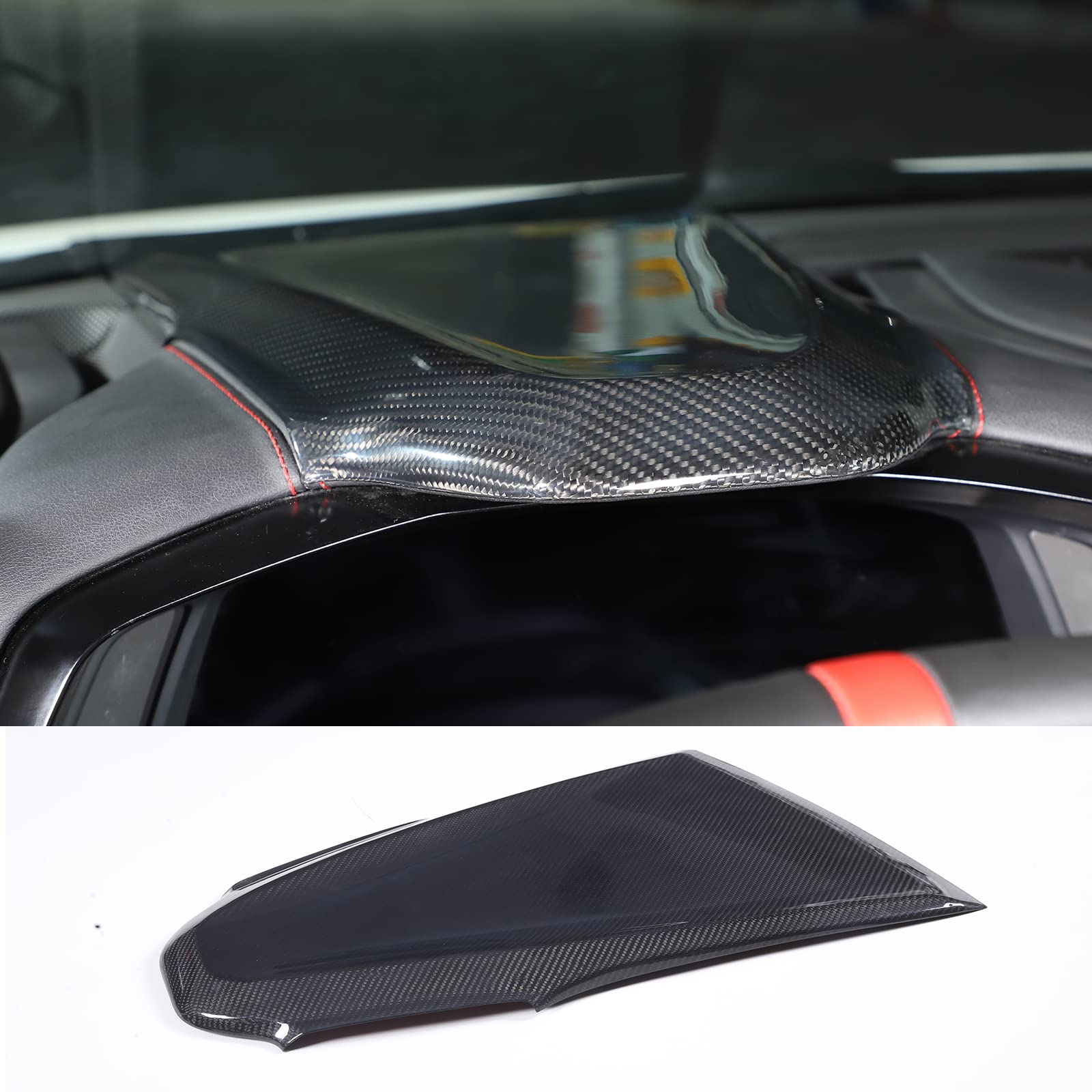 Dashboard Upper Edge Panel Cover Trim Compatible Corvette C8 Stingray 2020-2023 Real Carbon Fiber 1PCS Dashboard Visor Cover Trim Accessories (Black Carbon)