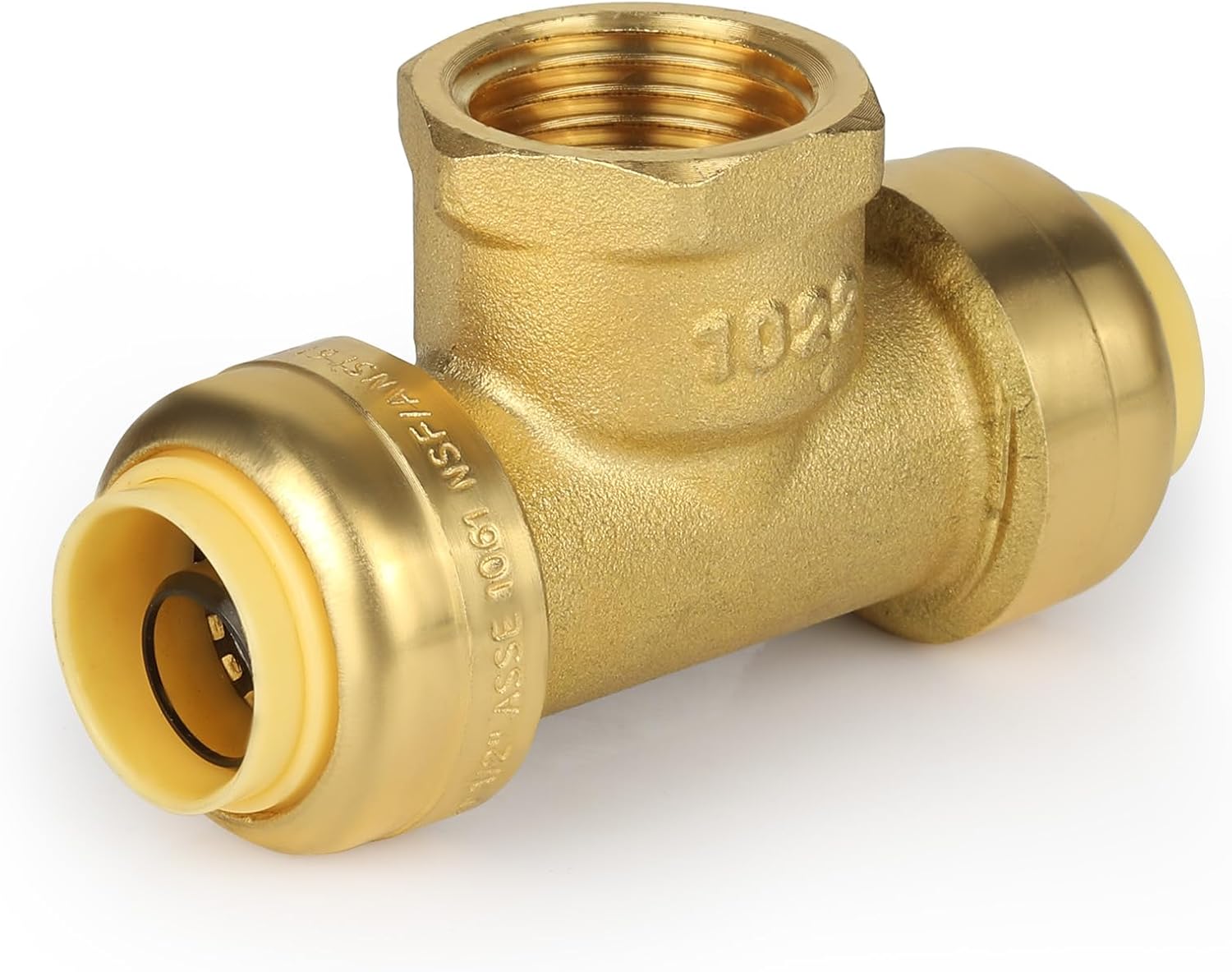 (2 Pack) EFIELD Female Tee 3/4"x3/4"x3/4" Push Fit Female Plumbing Tee,Brass Fitting No Lead For Copper Pex CPVC,(PF221)