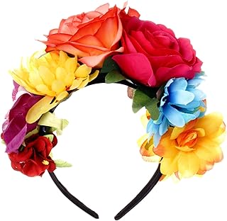Nydotd Mexican Rose Flower Crown Headband, Day of The Dead Floral Rose C...