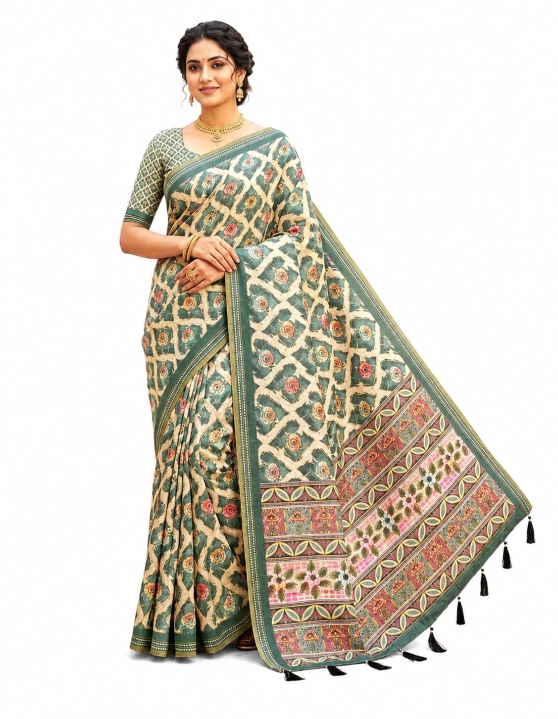 Printed Saree for Women with Unstitched Blouse Piece-image-26