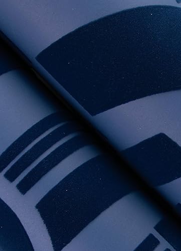 Miniatura 4 de Scott Living Carter Indigo Geometric Flock Papel pintado