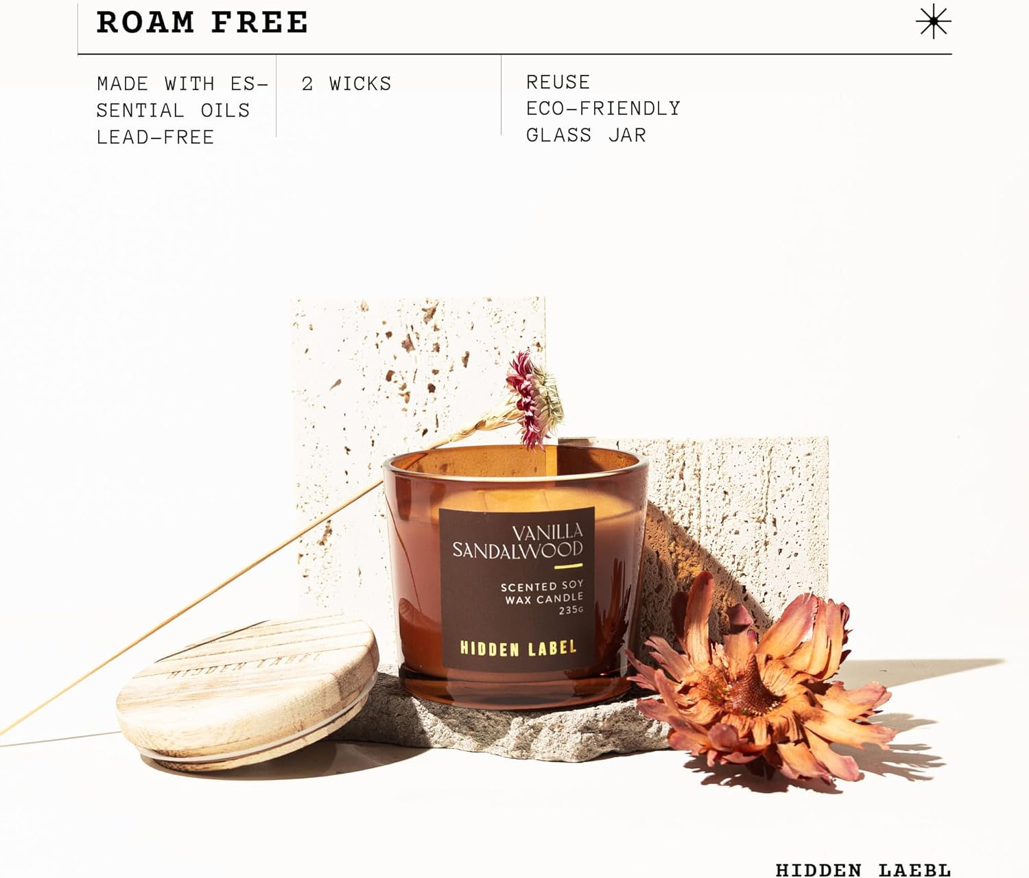 Vanilla Sandalwood Scented Candle, 8.3 oz Natural Candles Non Toxic with Wood Lids, 2 Wick Sented Candle for Home Scented, Gifts for Men&Women,Long-Lasting for Gifting | for Bedroom,Relaxing SPA - Image 4