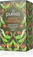 Pukka Herbs | Ginseng Matcha Green Organic Tea Box | Ginseng, Lemongrass, Ginger, Matcha & Green Tea | For Everyday Vitality | 4 Packs | 80 Plant Based Biodegradable Tea Bags