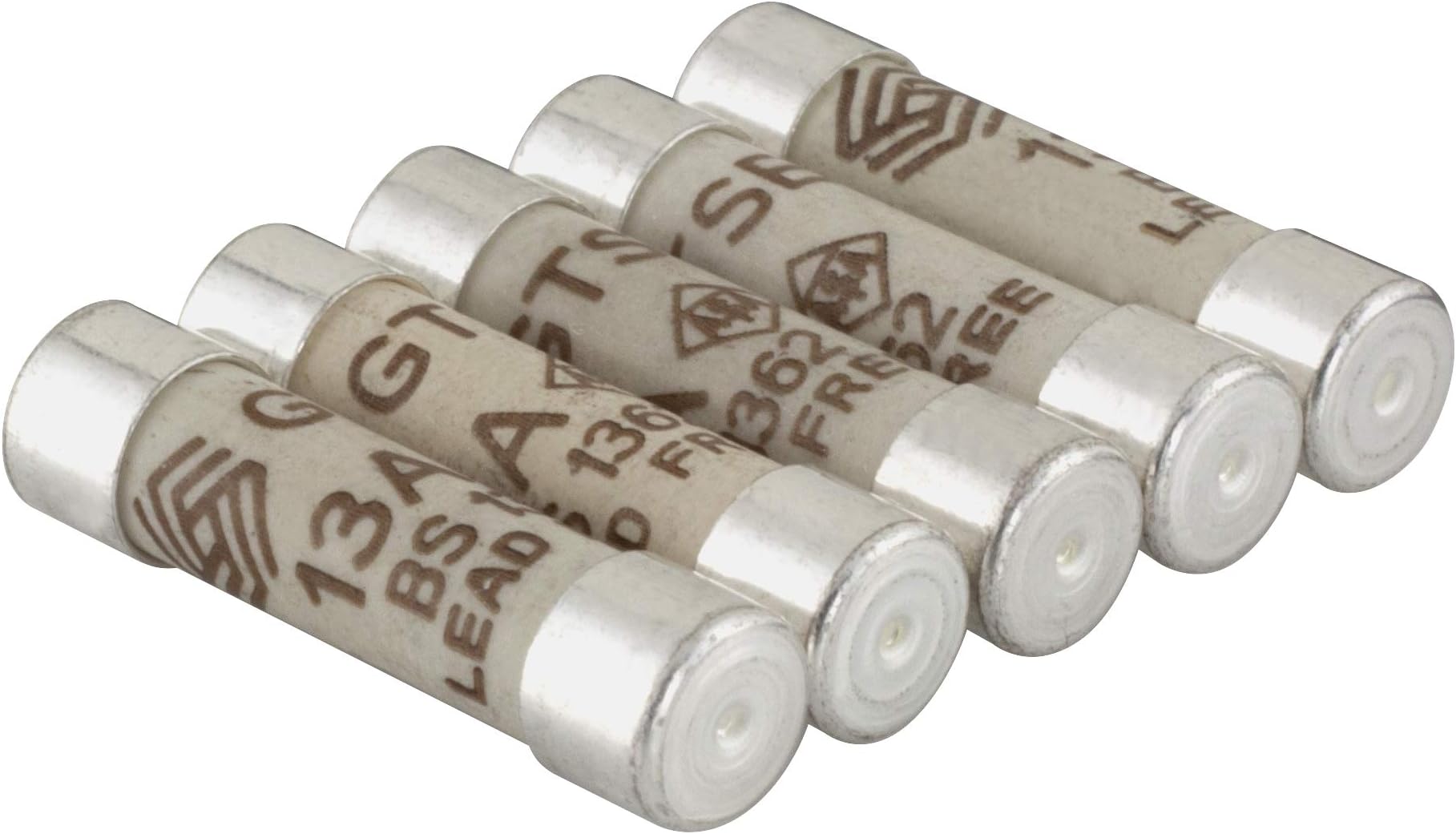 GTSE 13A Electrical Fuses, Pack of 5, Household Domestic Mains Plug Ceramic Fuses, 240V, BS 1362 Compliant