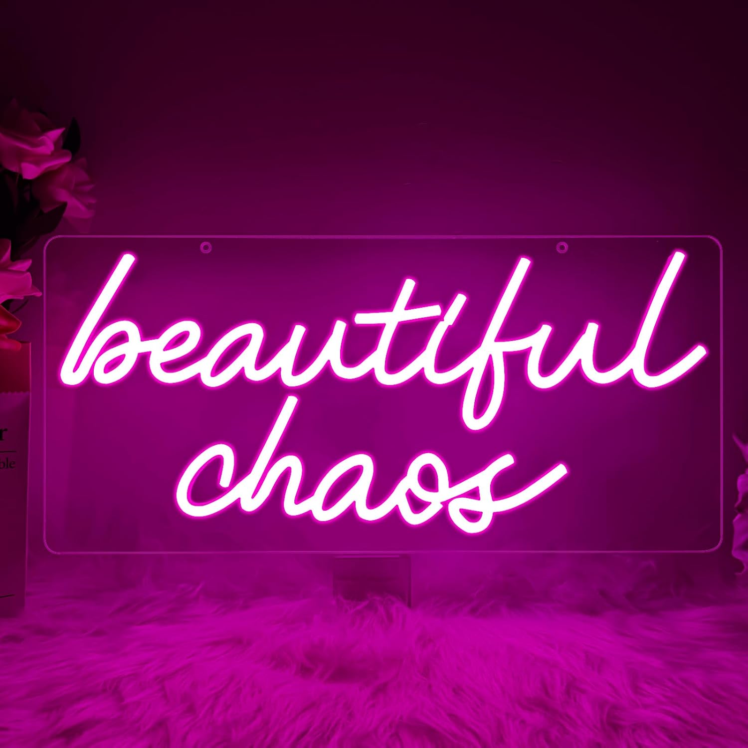 Beautiful Chaos Sign, Beautiful Chaos Led Neon Light Signs for Wall Decor Bedroom Home Bar Birthday Bachelorette Party Café Salon Wall Art Christmas Gift Dimmable USB Powered(16.9" × 7.9")