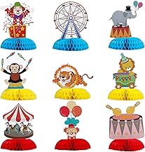 BOFUNX 9pcs Decorations Honeycomb Table Centerpiece Party Circus Animal Carnival Ornaments Decoration Parties Carnival Birthday Baby Shower Christmas Halloween 3D Shape Three-Dimensional