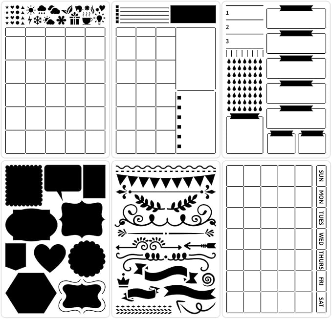 6 Speedy Spreads Journal Stencils Monthly Weekly Calendar