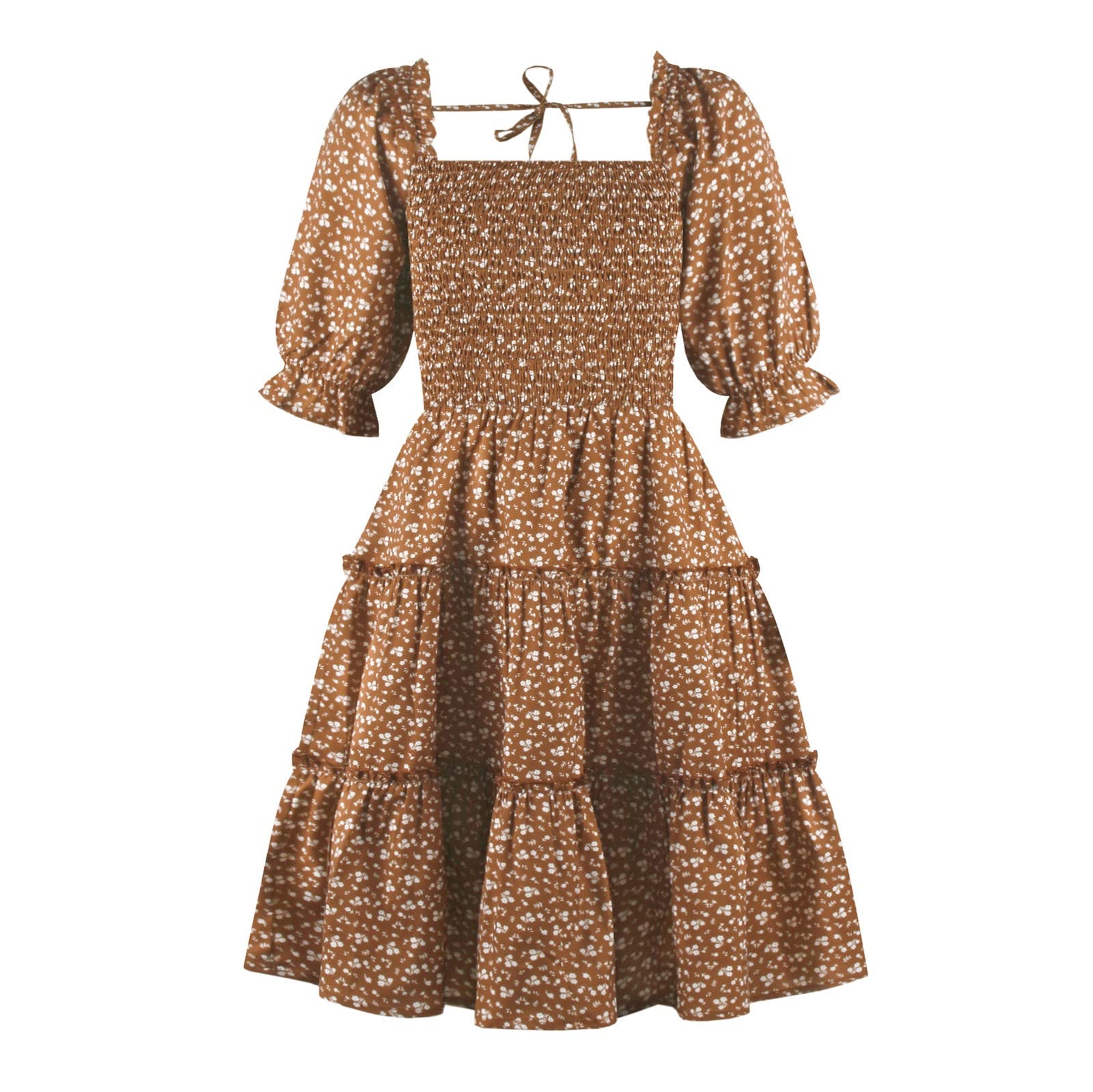 Amazon.com: Kids Baby Little Girls Summer Puff Sleeve Floral Backless  Princess Dress Ruffle Casual Toddler Dress (Brown, 11 Years): Clothing,  Shoes & Jewelry