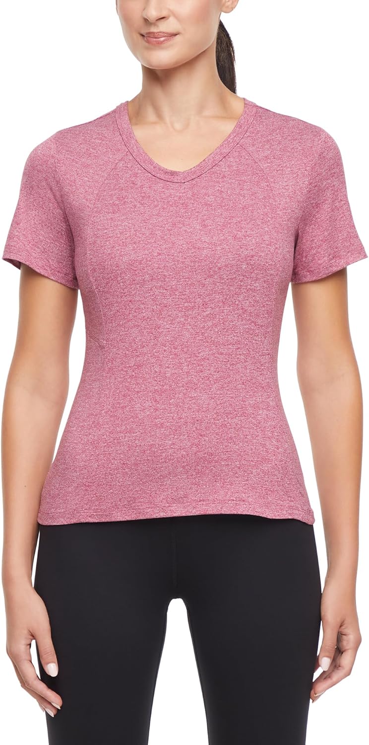 Bally Total Fitness Womens Wen Short Sleeve V-Neck Active Tee Shirt - Image 2