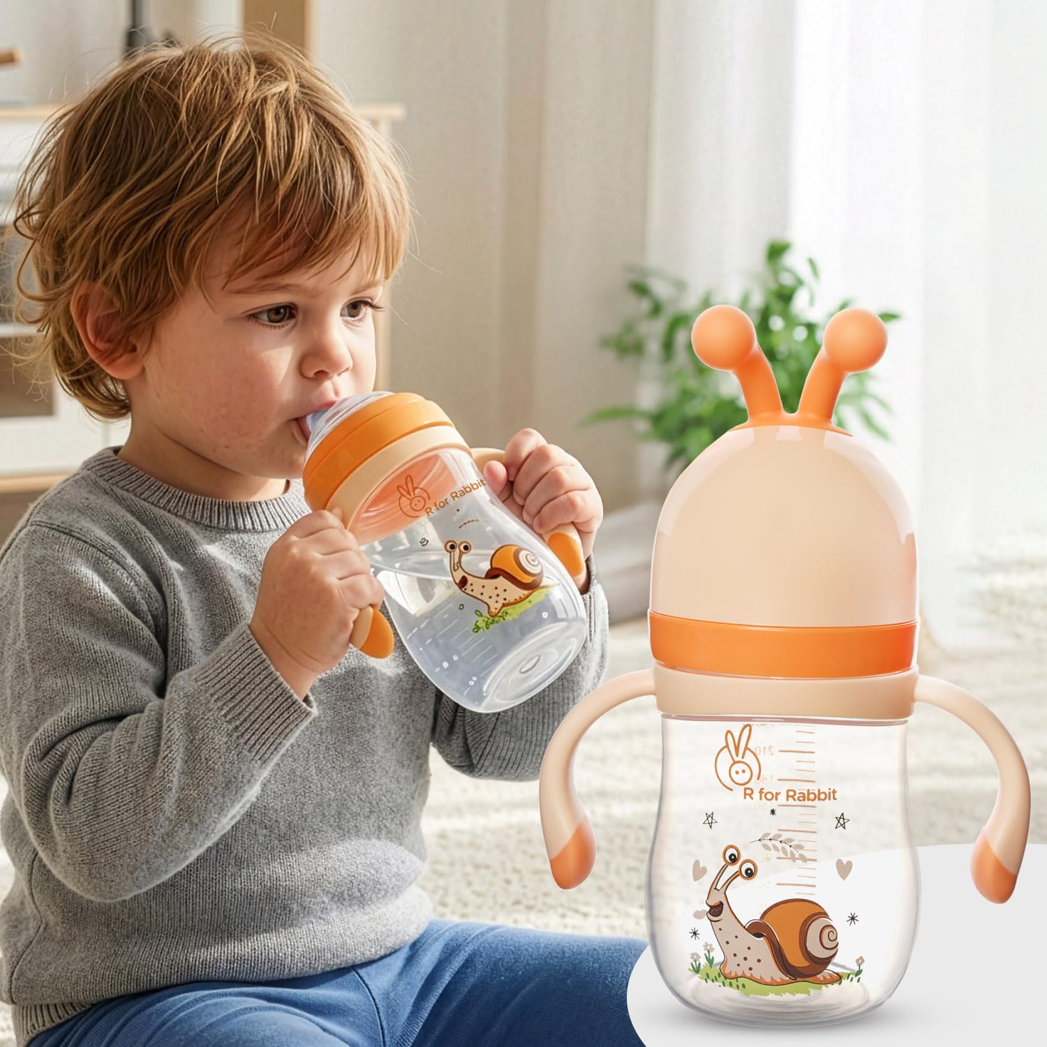 R for Rabbit Snozzy Baby Spout Sippy Cup Bottle 240 ML Soft Silicon Spout for Baby | Kids of 6 Months +