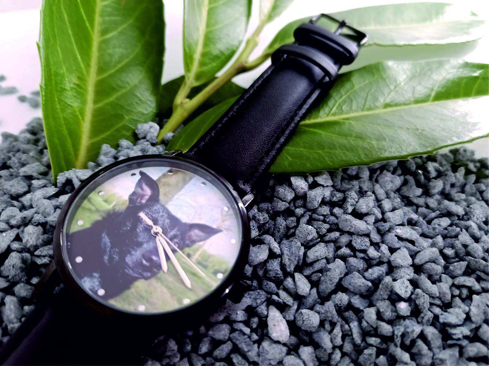 Uhr mit Foto personalisiertes Geschenk 40mm Lederband schwarz 3BAR Wasserdicht