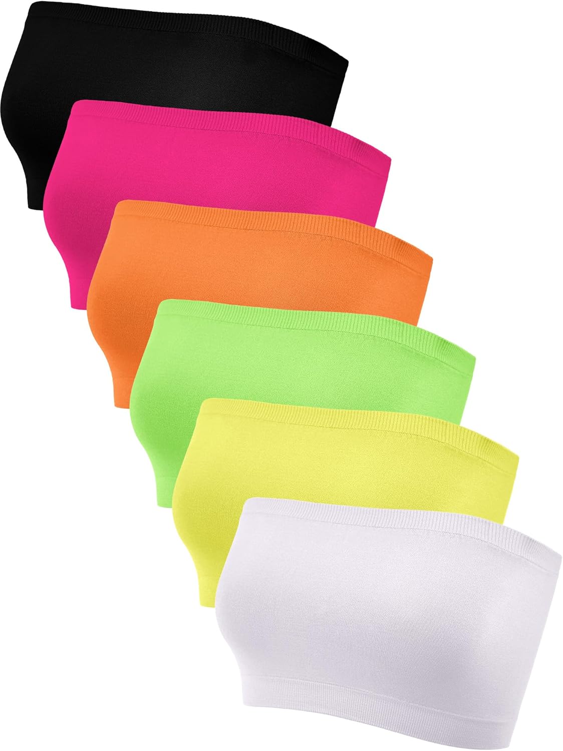 Geyoga 6 Pieces Strapless Bandeau Seamless Bralettes Stretchy Non Padded Tube Bra for Women