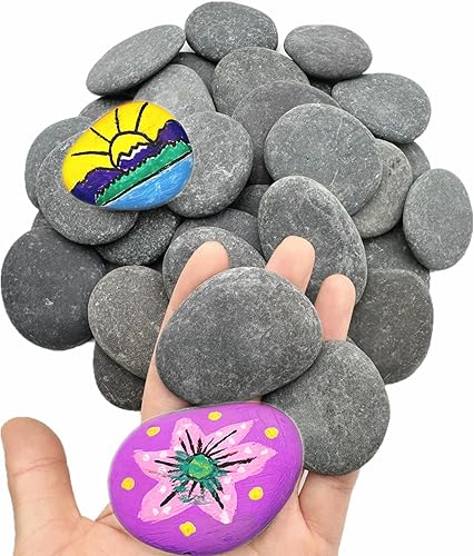 Lifetop 100 rocas de pintura a granel, rocas naturales de río para bricolaje, rocas planas y suaves para artes, manualidades, decoración, rocas