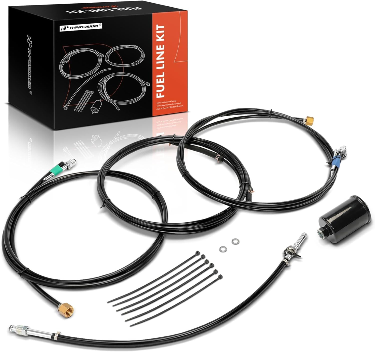 A-Premium Fuel line Kit Compatible with Chevrolet C1500 C2500 C3500 K1500 K2500 K3500 & GMC C3500 K3500, 1988-1997, Replace# FLGM22B