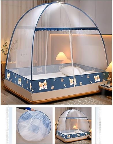 Miniatura 3 de borfieon Tienda de campaña para cama doble, mosquitera plegable para cama, toldos, camas del hogar, tiendas de campaña de yurta con cremallera,