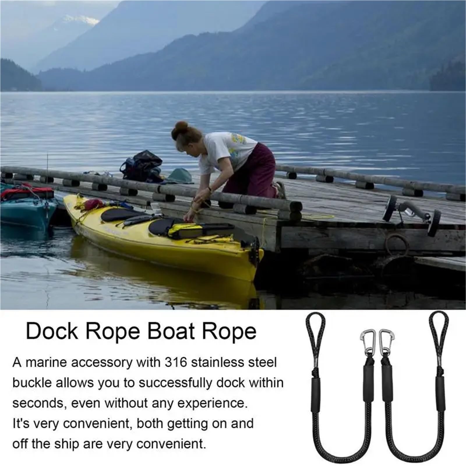 Festmacherleine 4ft Boot Bungee Dock Linien Mit Edelstahl Clip Marine Festmacher Seil for Kajak Anker Schnur Dockline Boote 2PCS(Red120cm/47.24in)