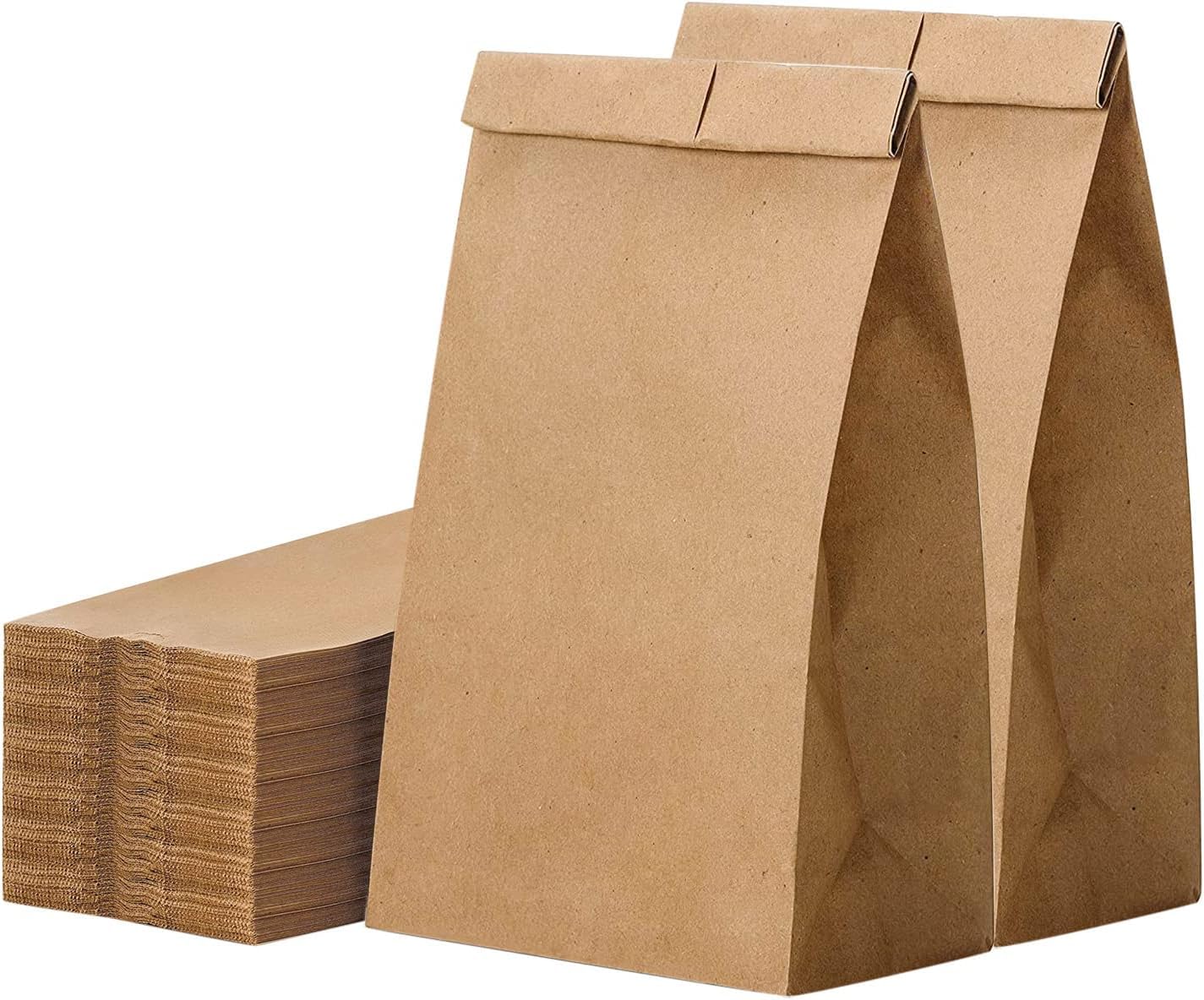 6 Lb Kraft Brown Paper Lunch Bags (200 Count) - Bulk Disposable Lunch Sacks, Small Size Blank Bag for Kids, Good for a Snack, Sandwich, Grocery Food, and Arts & Crafts Projects