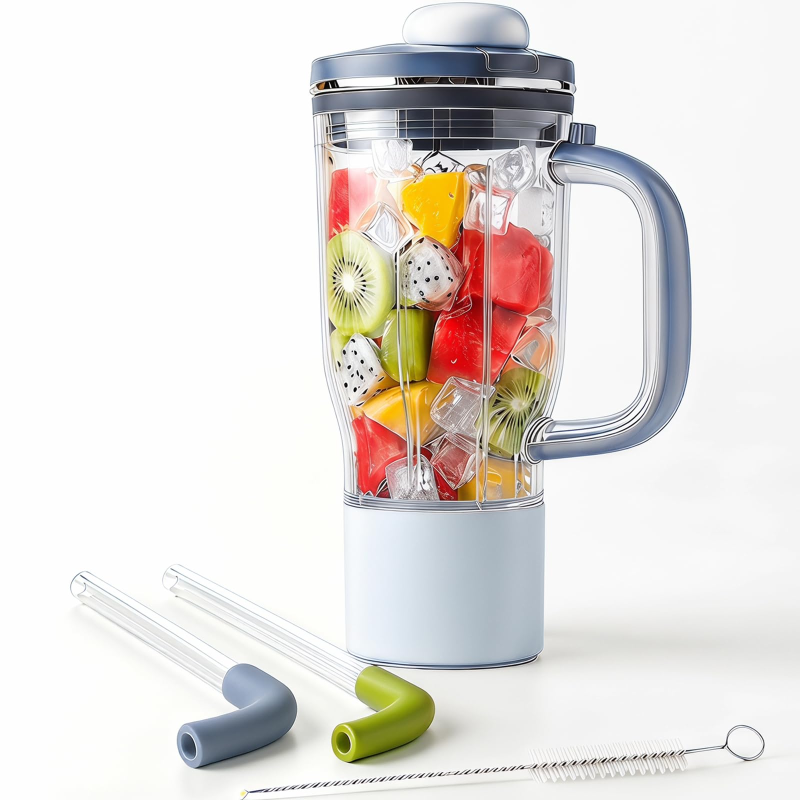 Replacement Tumbler Compatible with Ninja Blend BOSS, 26oz Ninja Blender Smoothie & Frozen Drinks Extra Cups Travel Tumbler with Leakproof Lid Chug Spout Blue