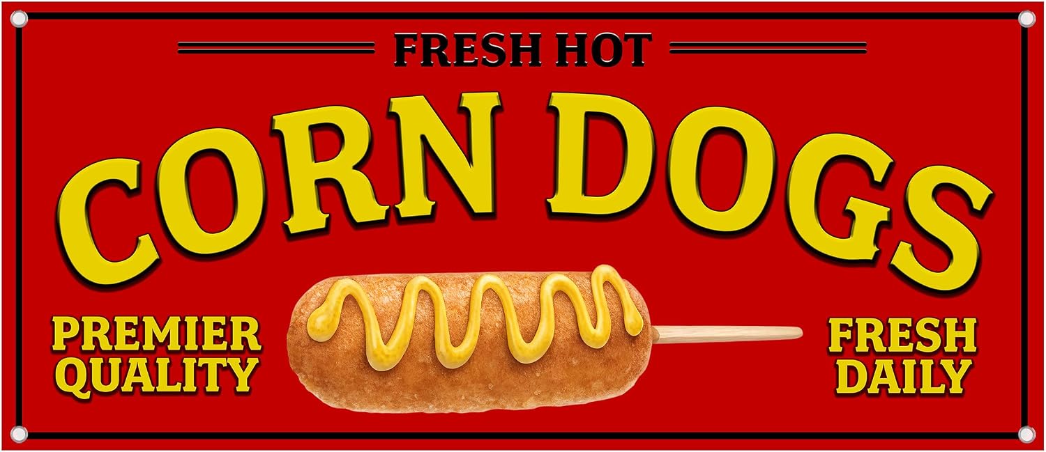 Corn Dogs Food Truck Banner for Retail Fairs Festivals Street Vendors Restaurants - Weatherproof Vinyl (Small 30")