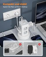 TESSAN Elosztótorony 8 Aljzattal és 3 USB Porttal - Behúzható 2m Kábellel, Helytakarékos Elosztó Kapcsolóval Otthoni és Irodai Használatra 4