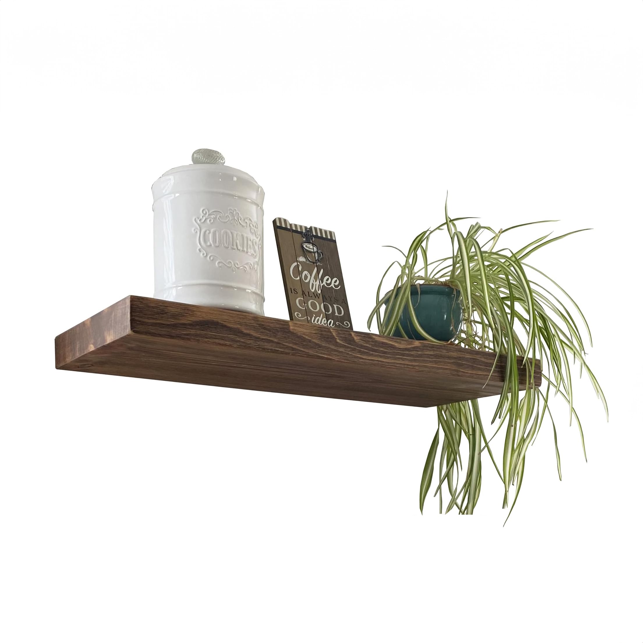 Joel's Antiques | 36 Inch Floating Shelves for Wall | Made of Natural Wood | Easy Install | Heavy Duty Rustic Book Shelves | Perfect for Bathroom, Kitchen, Living Room | Medium Brown 36x12x2 Inches
