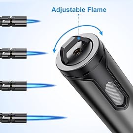 TOPKAY Torch Lighter Refillable Butane Lighter Long Flexible Neck Multipurpose Lighter for Candles Grill BBQ Fireplaces Kitchen Camping (No Prefilled)