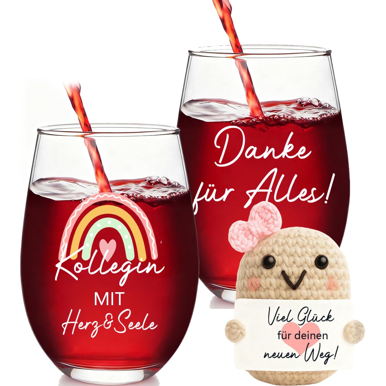 Wryzorix Abschiedsgeschenk Kollegen Jobwechsel,Geschenk für Kollegen,Abschied Kollegin für Mann Frau Kollege Freunde,Glücksbringer Gestrickte Kartoffel und Beidseitig Bedruckte Tasse 550ml