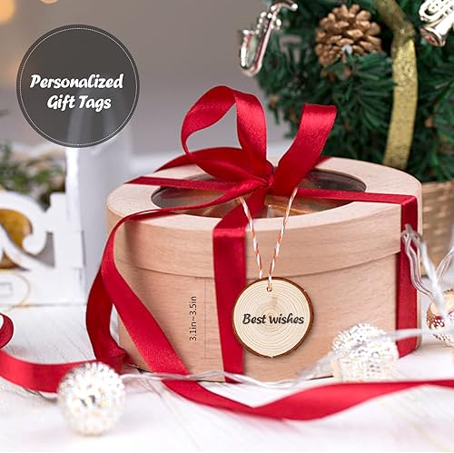 Miniatura 8 de 5ARTH Rebanadas de madera natural, 30 piezas de 2.7 a 3.1 pulgadas, kit de madera sin terminar preperforado con agujero, círculos de madera para