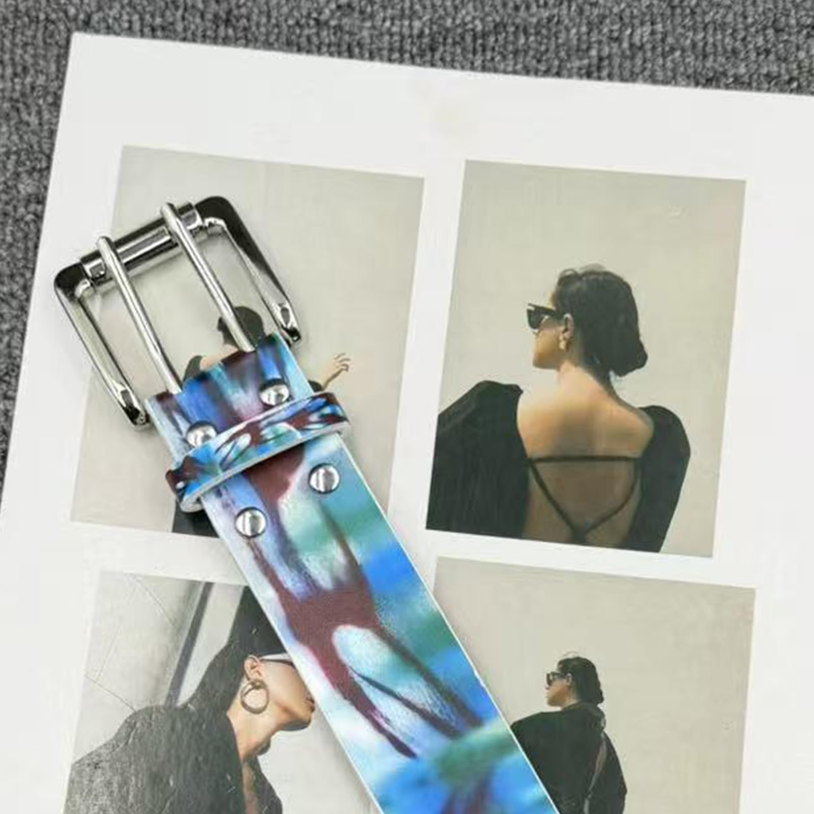 Cinturón de graffiti retro ajustable para hombres y mujeres de piel sintética con hebillas fuertes para varias ocasiones, cinturón de tela ajustable