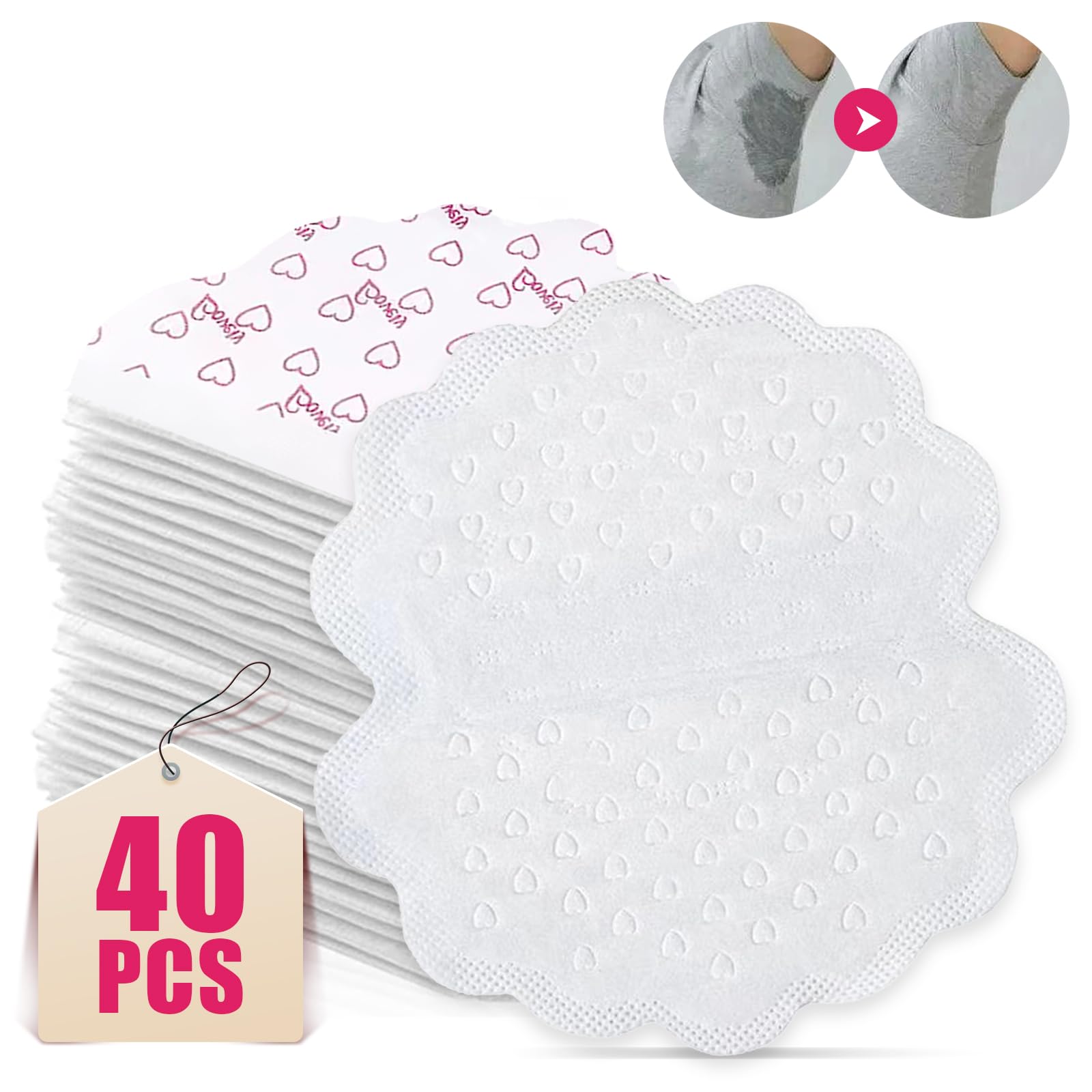 40 Piezas Almohadillas Sudor, Almohadillas de Sudoración para Axilas, Cómodo y Invisible Parches Antisudor Axilas, Protector Antitranspirante para Sudor y Olor para Hombres y Mujeres